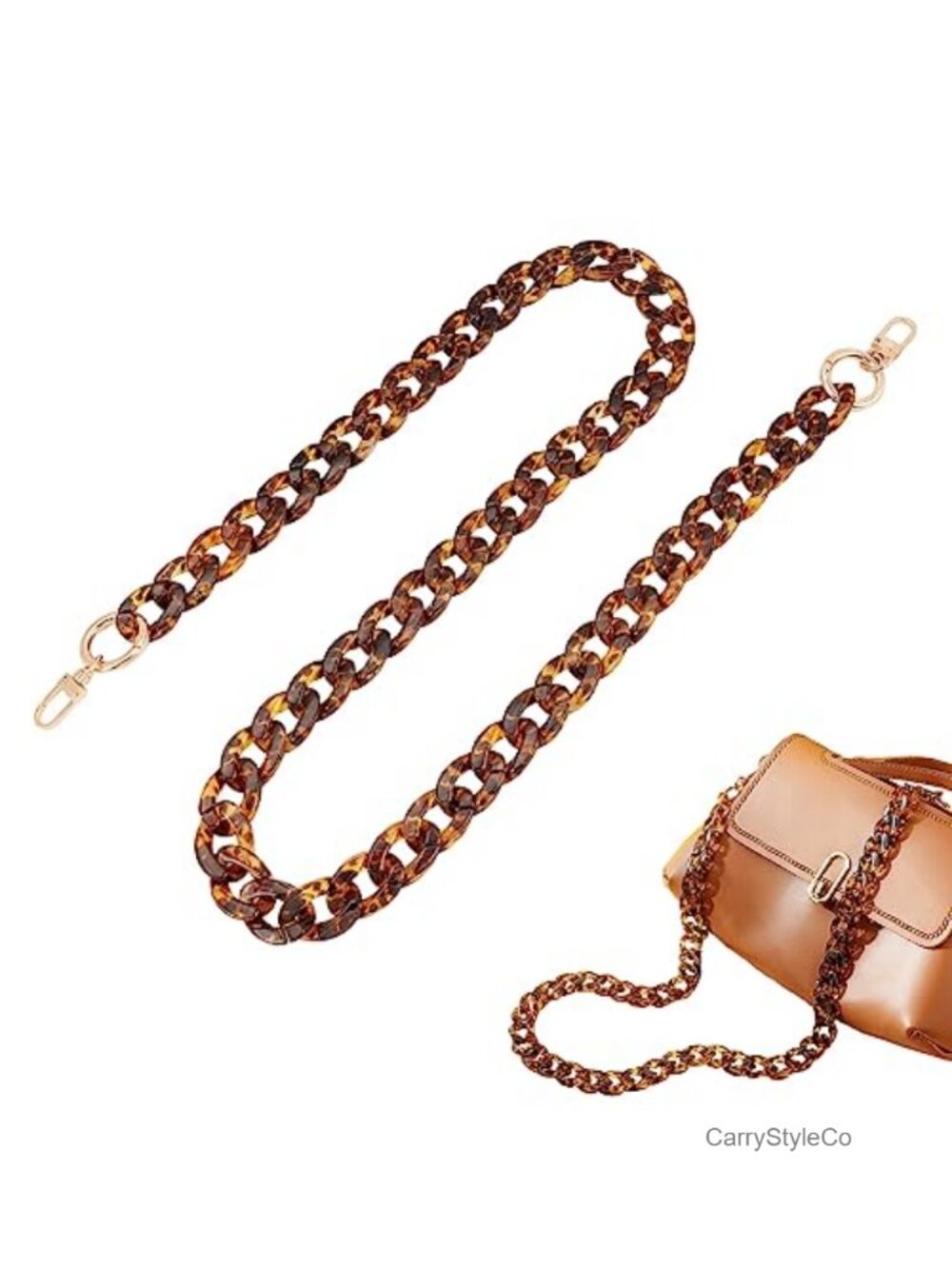 Acrylic Purse Strap Leopard Resin Bag Chain 40.5 Inch Shoulder Handbag Accessory